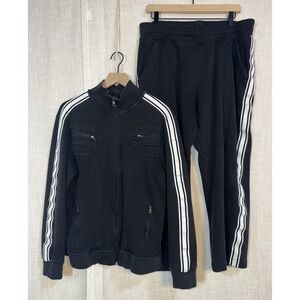Armani Exchange Men's M Medium Tracksuit Black White Jacket + Track Pants Suit